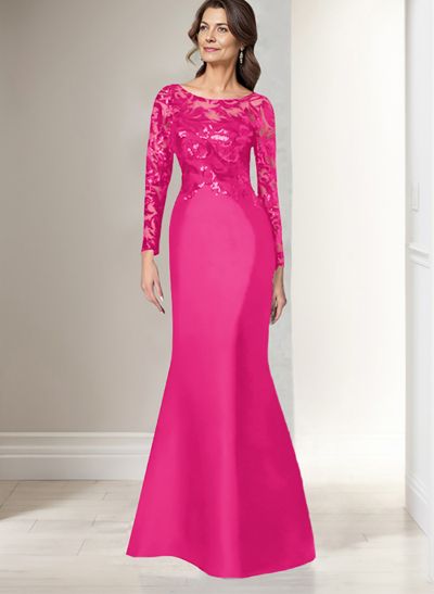 Scoop Neck Long Sleeves Floor-Length Satin/Sequined Mother Of The Bride Dresses