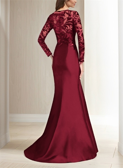 Scoop Neck Long Sleeves Floor-Length Satin/Sequined Mother Of The Bride Dresses