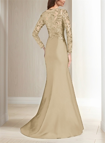 Scoop Neck Long Sleeves Floor-Length Satin/Sequined Mother Of The Bride Dresses