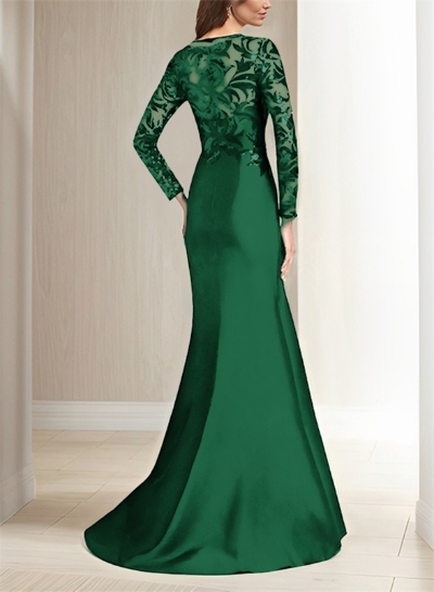 Scoop Neck Long Sleeves Floor-Length Satin/Sequined Mother Of The Bride Dresses