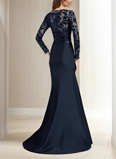 Scoop Neck Long Sleeves Floor-Length Satin/Sequined Mother Of The Bride Dresses