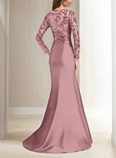 Scoop Neck Long Sleeves Floor-Length Satin/Sequined Mother Of The Bride Dresses