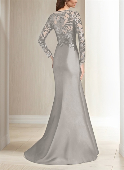 Scoop Neck Long Sleeves Floor-Length Satin/Sequined Mother Of The Bride Dresses