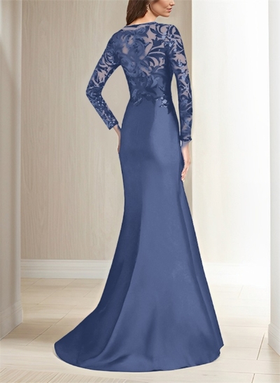 Scoop Neck Long Sleeves Floor-Length Satin/Sequined Mother Of The Bride Dresses