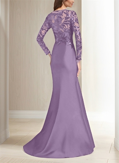 Scoop Neck Long Sleeves Floor-Length Satin/Sequined Mother Of The Bride Dresses