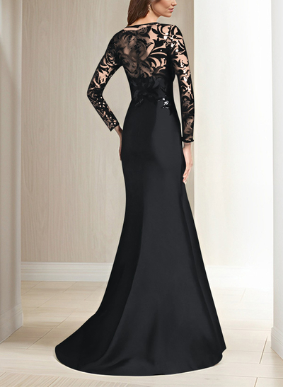 Scoop Neck Long Sleeves Floor-Length Satin/Sequined Mother Of The Bride Dresses