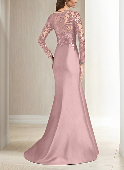 Scoop Neck Long Sleeves Floor-Length Satin/Sequined Mother Of The Bride Dresses