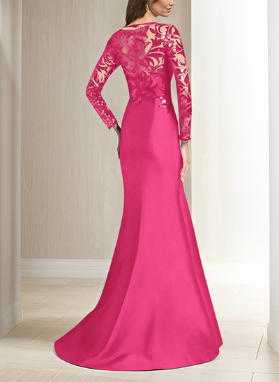 Scoop Neck Long Sleeves Floor-Length Satin/Sequined Mother Of The Bride Dresses