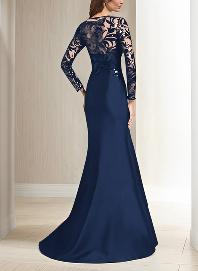 Scoop Neck Long Sleeves Floor-Length Satin/Sequined Mother Of The Bride Dresses