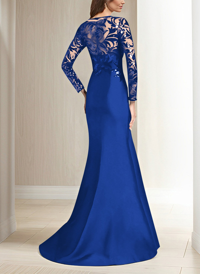 Scoop Neck Long Sleeves Floor-Length Satin/Sequined Mother Of The Bride Dresses