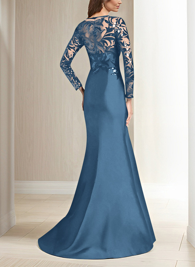 Scoop Neck Long Sleeves Floor-Length Satin/Sequined Mother Of The Bride Dresses