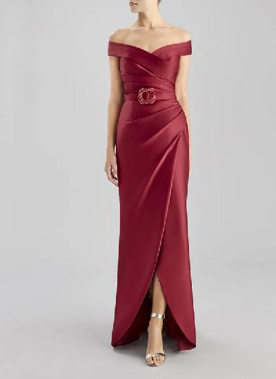 Off shoulder neckline texture hanging and floor length mother of the bride dress