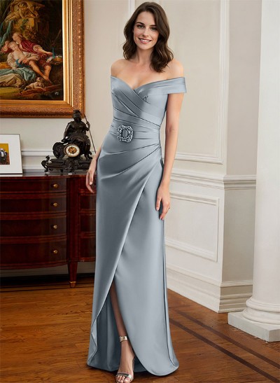 Elegant Off-The-Shoulder Floor-Length Satin Mother Of The Bride Dresses