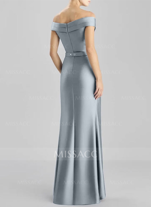 Elegant Off-The-Shoulder Floor-Length Satin Mother Of The Bride Dresses