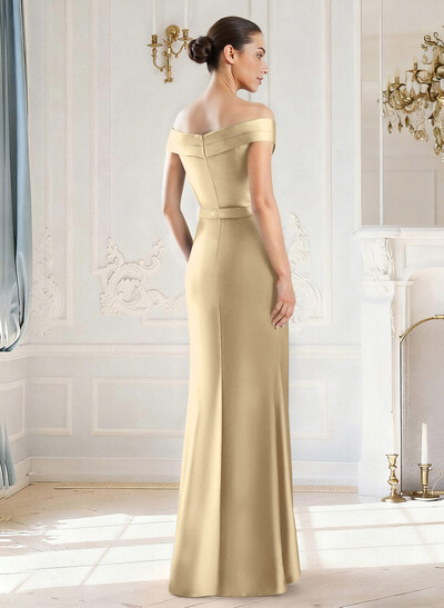 Elegant Off-The-Shoulder Floor-Length Satin Mother Of The Bride Dresses
