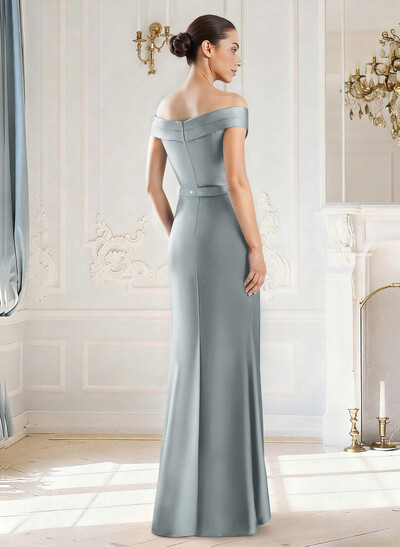 Elegant Off-The-Shoulder Floor-Length Satin Mother Of The Bride Dresses