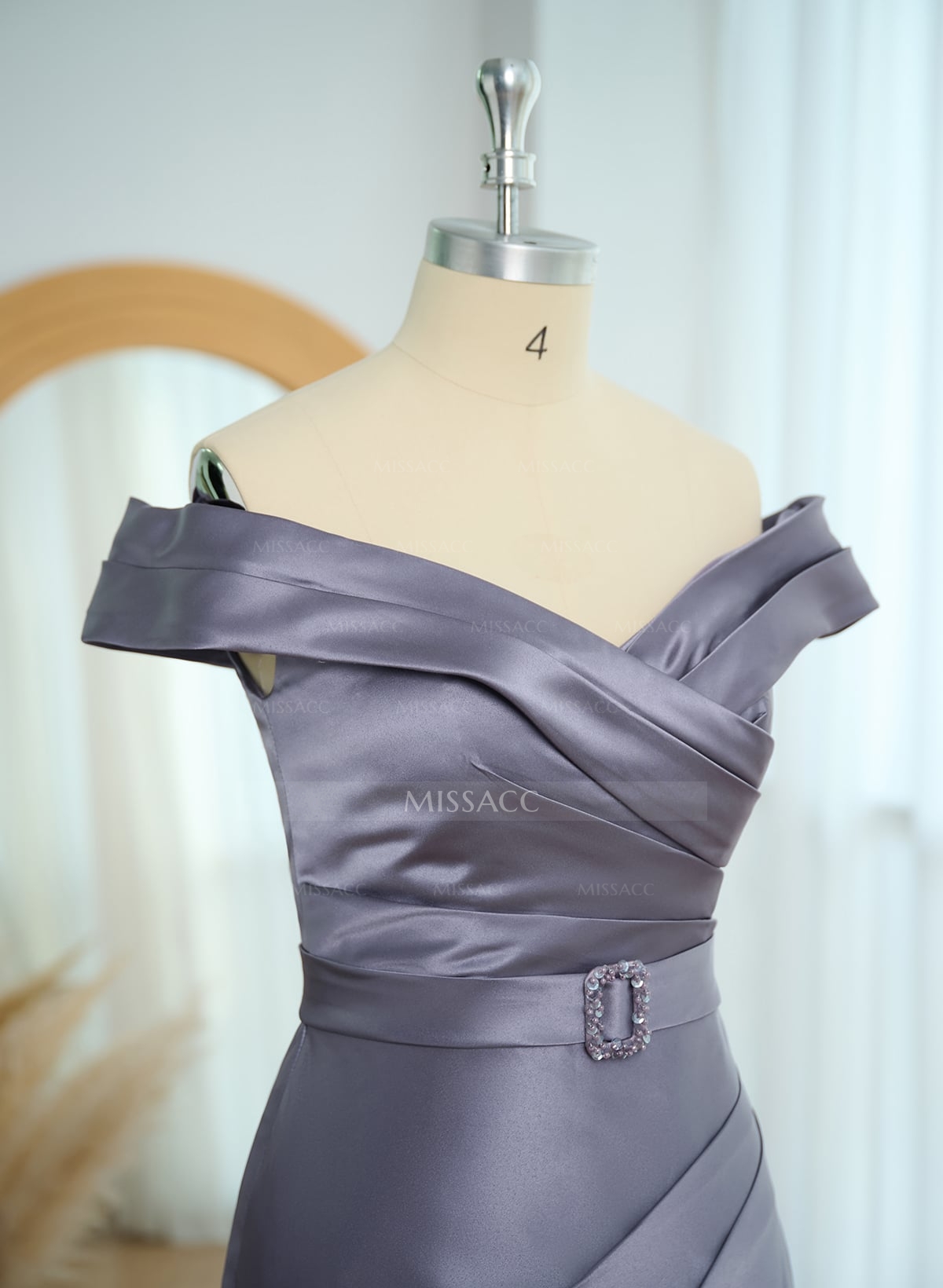 Elegant Off-The-Shoulder Floor-Length Satin Mother Of The Bride Dresses