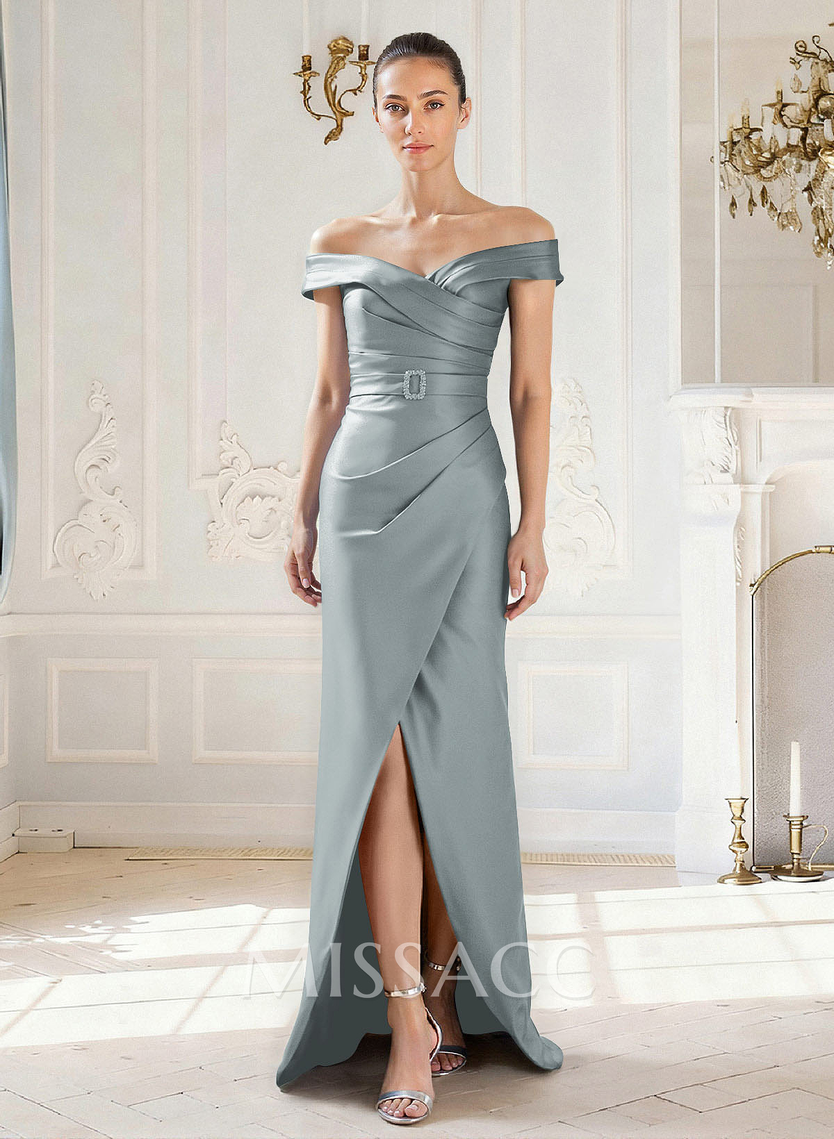 Elegant Off-The-Shoulder Floor-Length Satin Mother Of The Bride Dresses Elegant Off-The-Shoulder Floor-Length Satin Mother Of The Bride Dresses