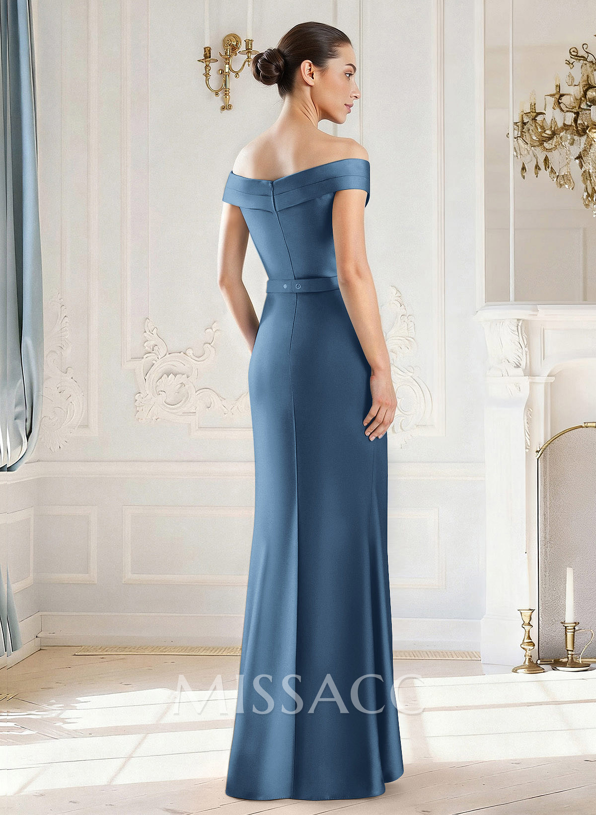 Elegant Off-The-Shoulder Floor-Length Satin Mother Of The Bride Dresses