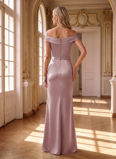 Elegant Off-The-Shoulder Floor-Length Satin Mother Of The Bride Dresses