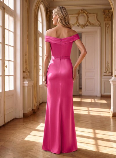 Elegant Off-The-Shoulder Floor-Length Satin Mother Of The Bride Dresses