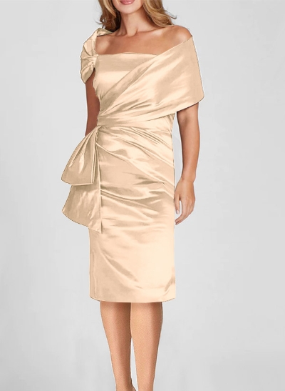 Sheath/Column Off-The-Shoulder Sleeveless Charmeuse Mother Of The Bride Dresses