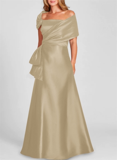 A-Line Off-The-Shoulder Sleeveless Satin Mother Of The Bride Dresses