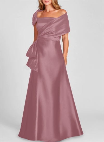 A-Line Off-The-Shoulder Sleeveless Satin Mother Of The Bride Dresses