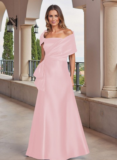 A-Line Off-The-Shoulder Sleeveless Satin Mother Of The Bride Dresses