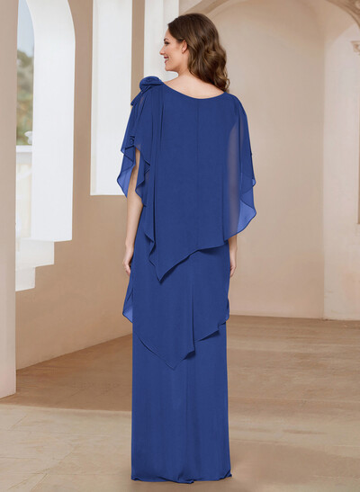 Sheath/Column Scoop Neck Chiffon Mother Of The Bride Dresses With Flower(s)