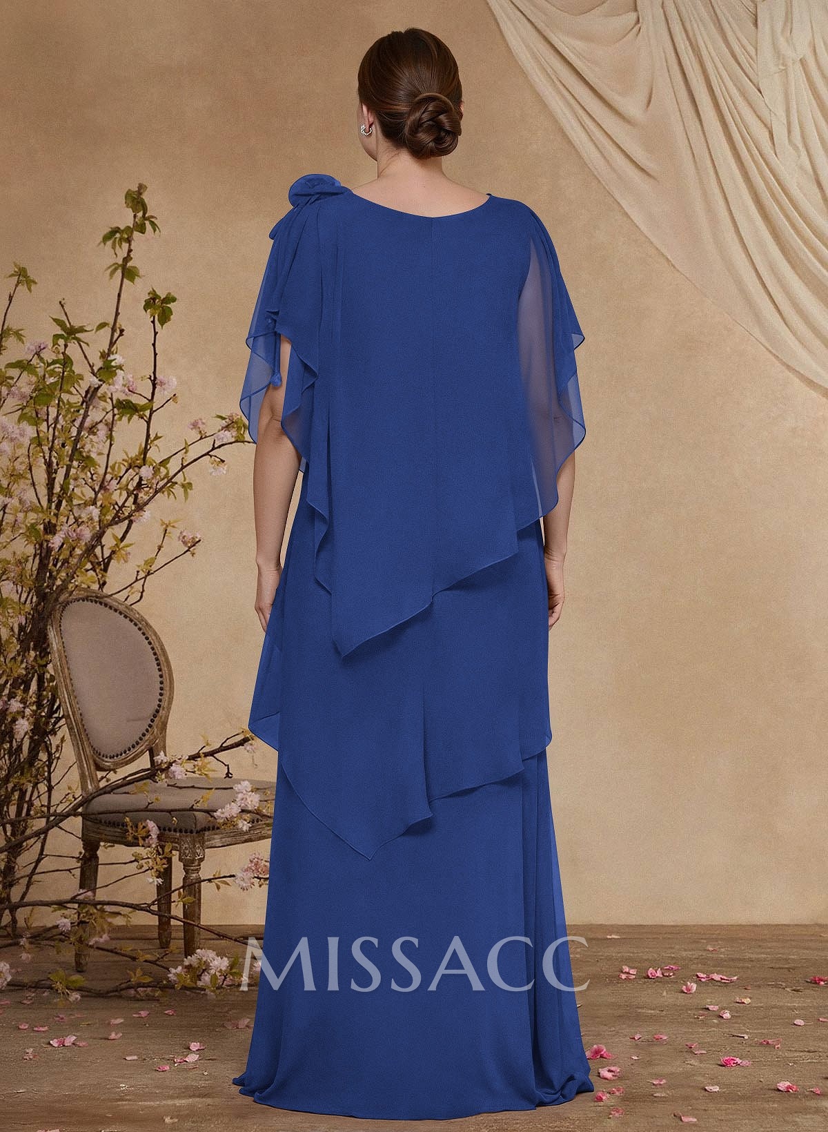 Sheath/Column Scoop Neck Chiffon Mother Of The Bride Dresses With Flower(s) Sheath/Column Scoop Neck Chiffon Mother Of The Bride Dresses With Flower(s)