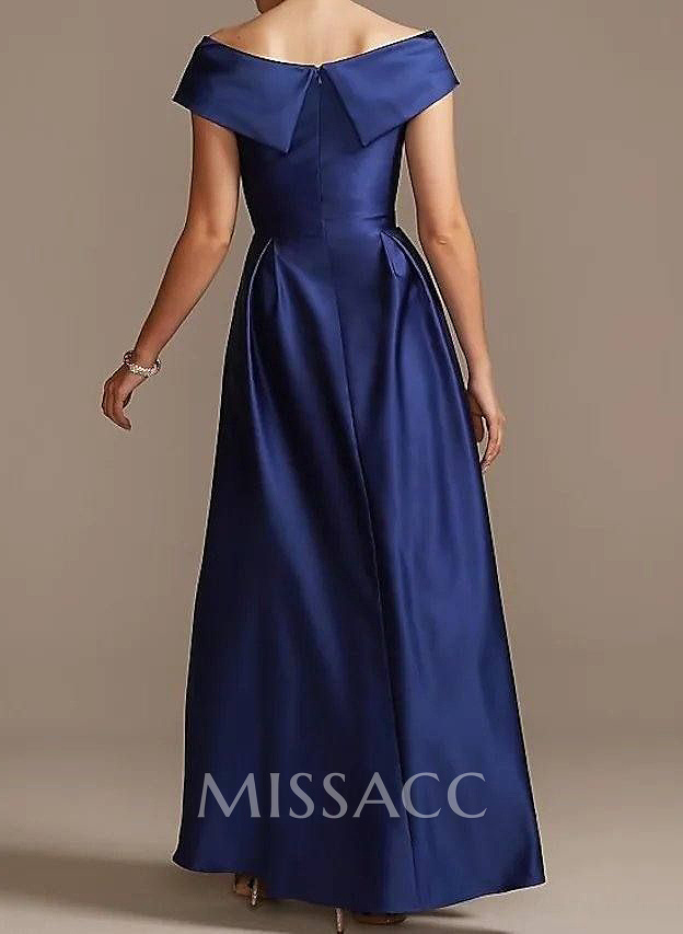 Blue Cap Shoulder Satin High Low Mother Of The Bride Dresses Blue Cap Shoulder Satin High Low Mother Of The Bride Dresses
