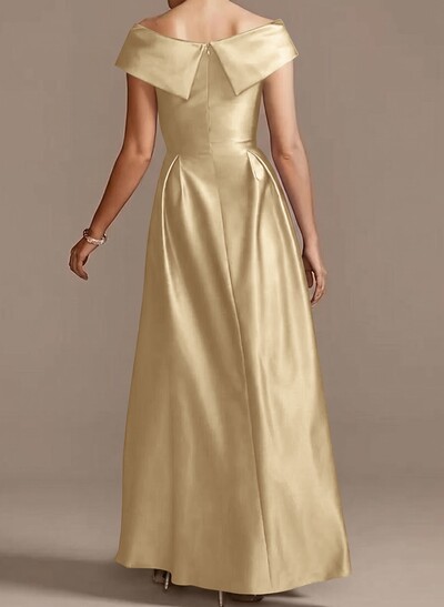 Blue Cap Shoulder Satin High Low Mother Of The Bride Dresses