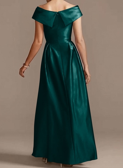 Blue Cap Shoulder Satin High Low Mother Of The Bride Dresses