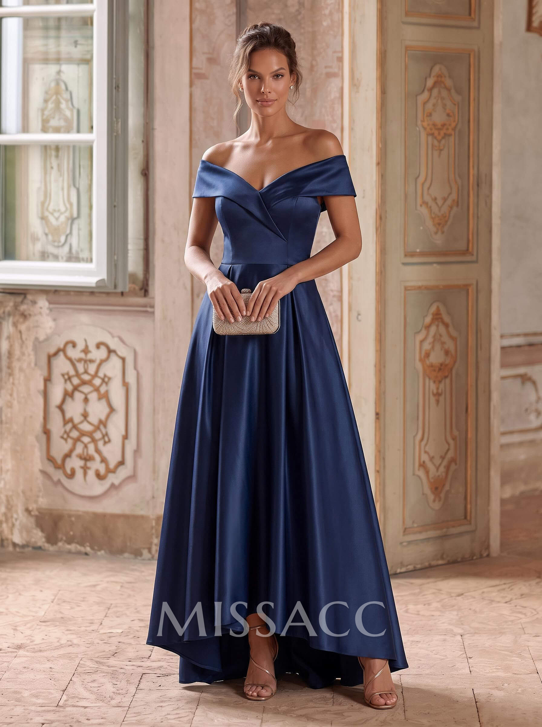 Blue Cap Shoulder Satin High Low Mother Of The Bride Dresses Blue Cap Shoulder Satin High Low Mother Of The Bride Dresses