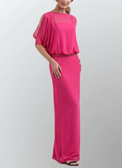 Elegant Wrap Sheath/Column Long Mother Of The Bride Dresses With Beading