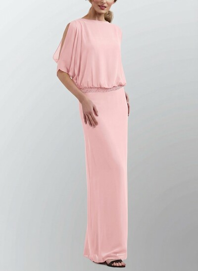 Elegant Wrap Sheath/Column Long Mother Of The Bride Dresses With Beading