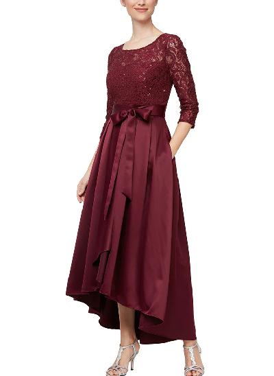 Lace Satin A-Line Asymmetrical Mother Of The Bride Dresses