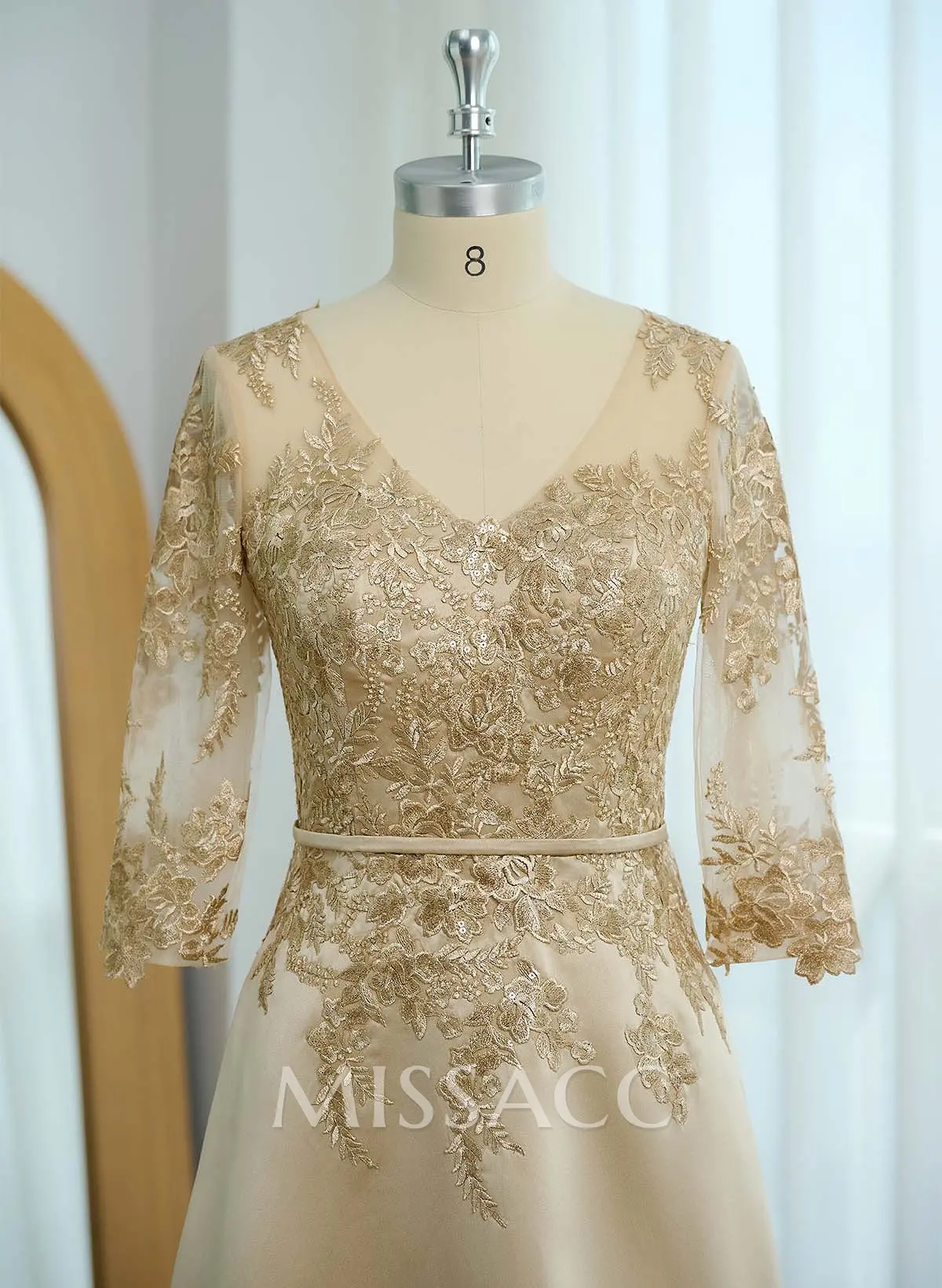 Elegant Lace A-Line Satin Mother Of The Bride Dresses With Pockets - Missacc