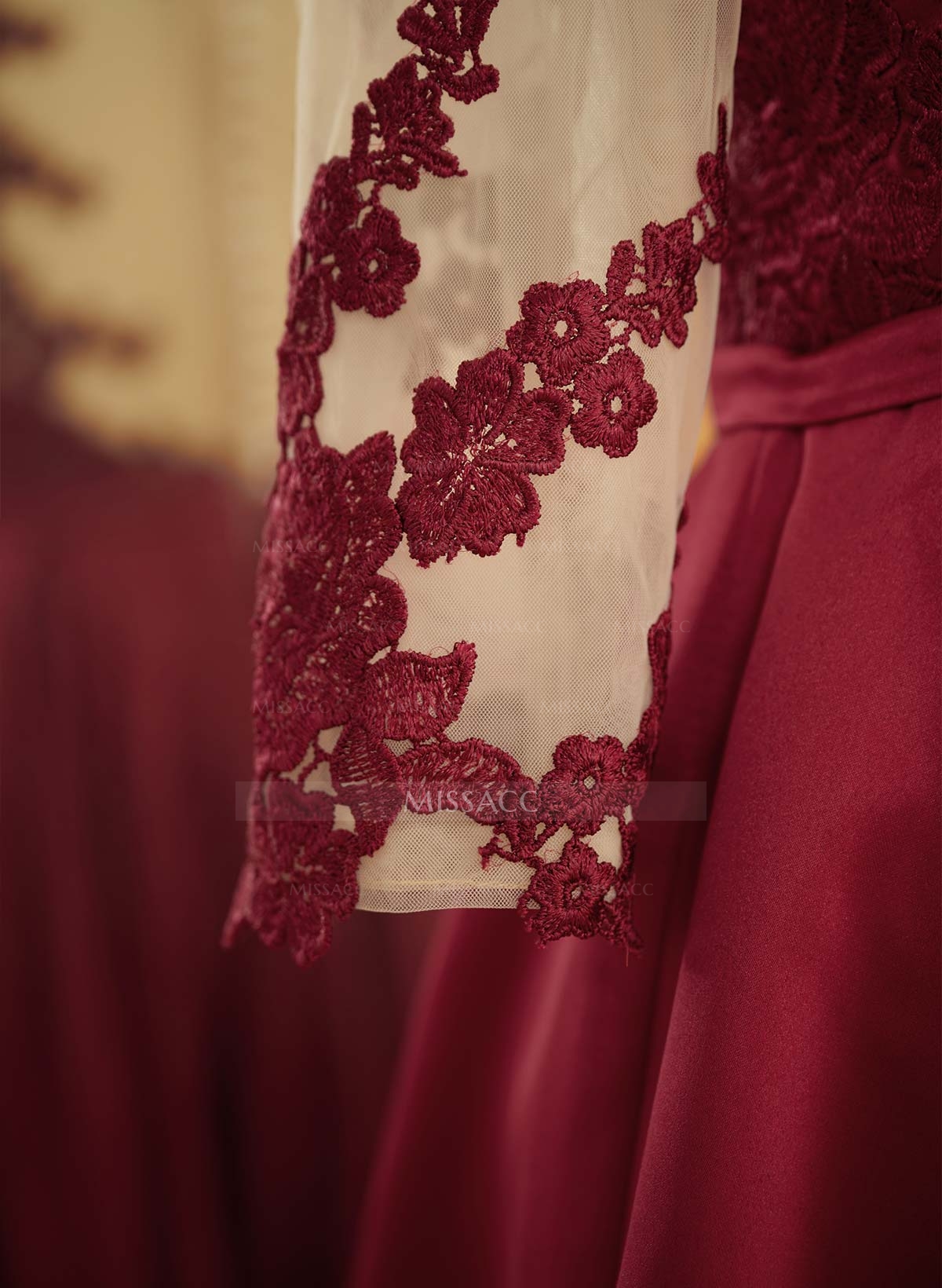 A-Line V-Neck 3/4 Sleeves Asymmetrical Lace Mother Of The Bride Dresses