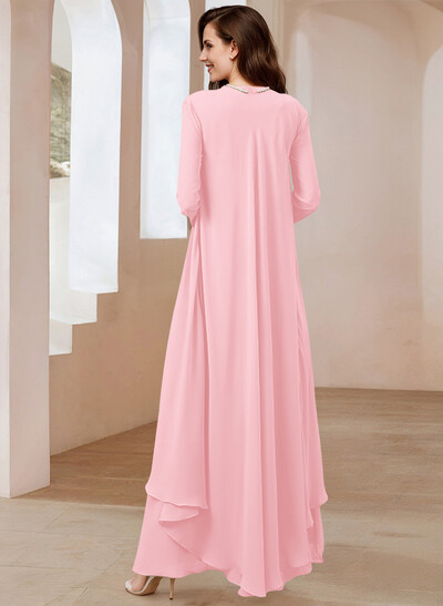 Elegant V-Neck Long Sleeves Floor-Length Mother Of The Bride Dresses With Optional Wrap