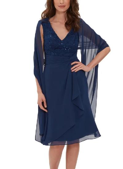 A-Line V-Neck Chiffon/Lace Mother Of The Bride Dresses With Shawl