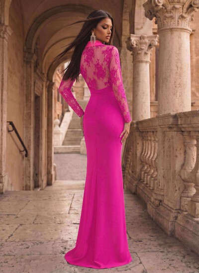 V-Neck Long Sleeves Lace Back Mother Of The Bride Dresses