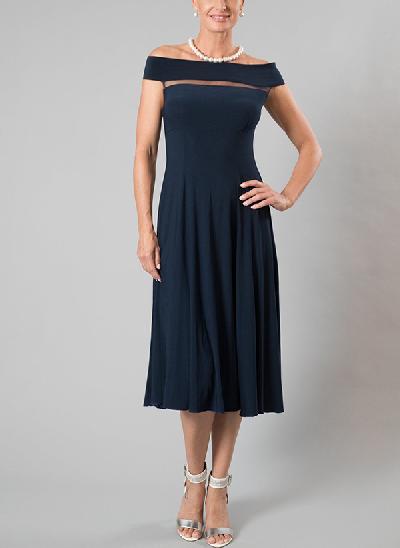 A-Line Off-The-Shoulder Sleeveless Jersey Mother Of The Bride Dresses