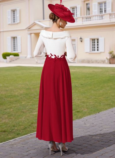 A-Line V-Neck 3/4 Sleeves Chiffon Mother Of The Bride Dresses With Sequins Appliques Lace A-Line V-Neck 3/4 Sleeves Chiffon Mother Of The Bride Dresses With Sequins Appliques Lace