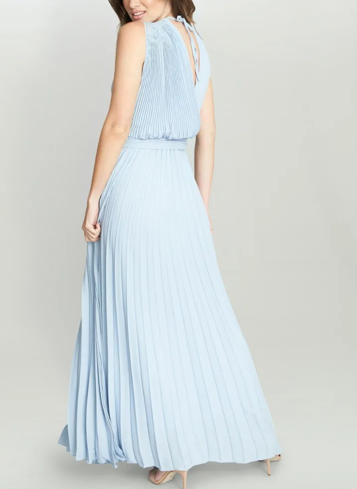 V-Neck Pleated Chiffon Long Mother Of The Bride Dresses With Wrap