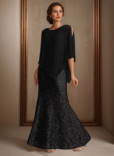Elegant Floor-Length Chiffon/Sequined Mother Of The Bride Dresses With Beading