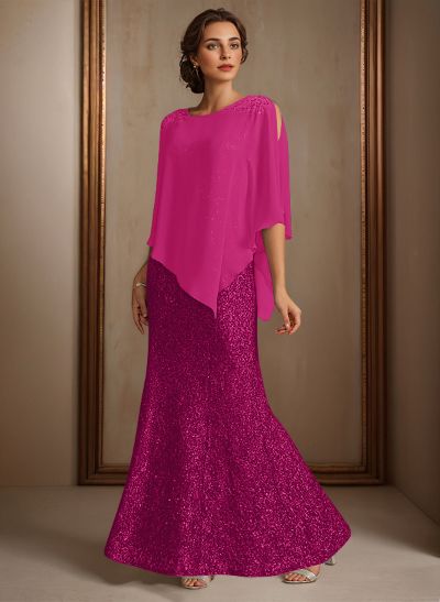 Elegant Floor-Length Chiffon/Sequined Mother Of The Bride Dresses With Beading