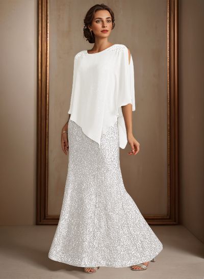 Elegant Floor-Length Chiffon/Sequined Mother Of The Bride Dresses With Beading