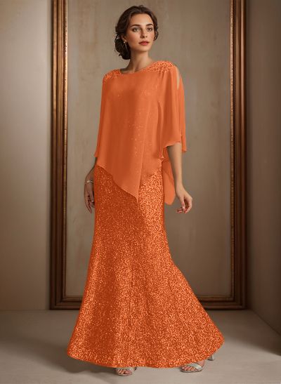 Elegant Floor-Length Chiffon/Sequined Mother Of The Bride Dresses With Beading